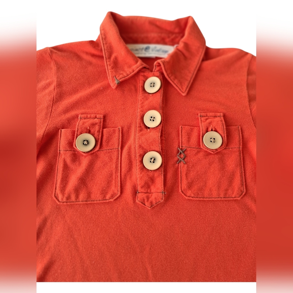 Project e Vintage Orange Polo Women's Top - Picture 4 of 8
